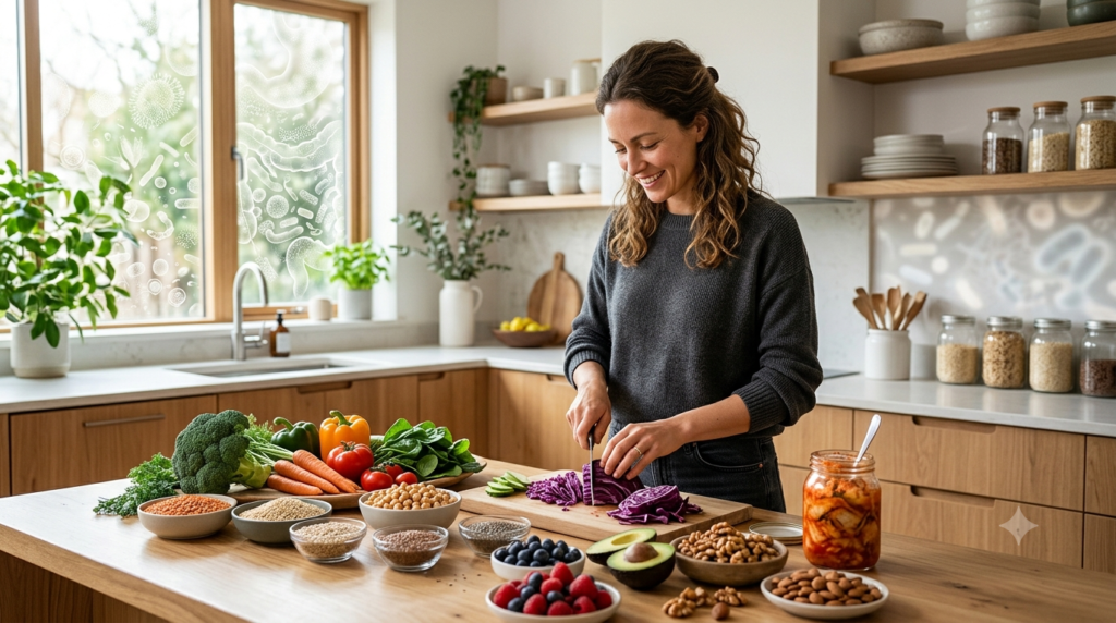 Fiber-rich foods and healthy lifestyle habits supporting the gut microbiome
