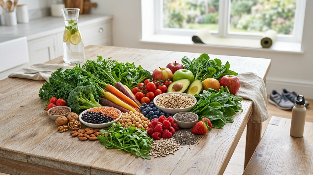 healthy foods supporting gut microbiome health