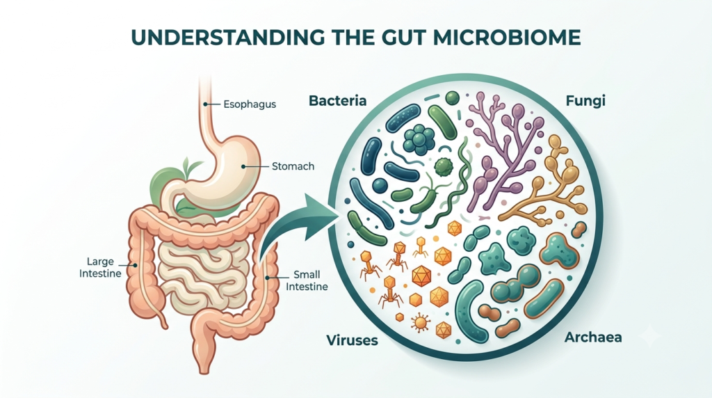 what is the gut microbiome illustration