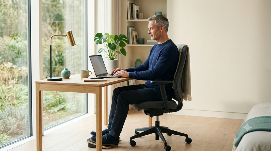 Comfortable posture at an ergonomic workstation