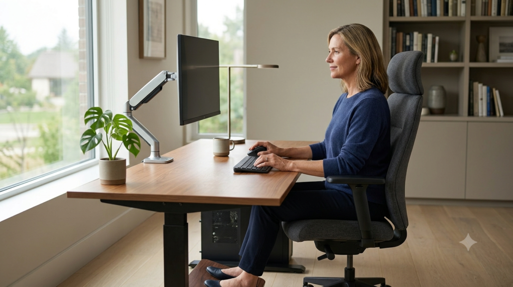 Ergonomic workstation setup for comfortable posture