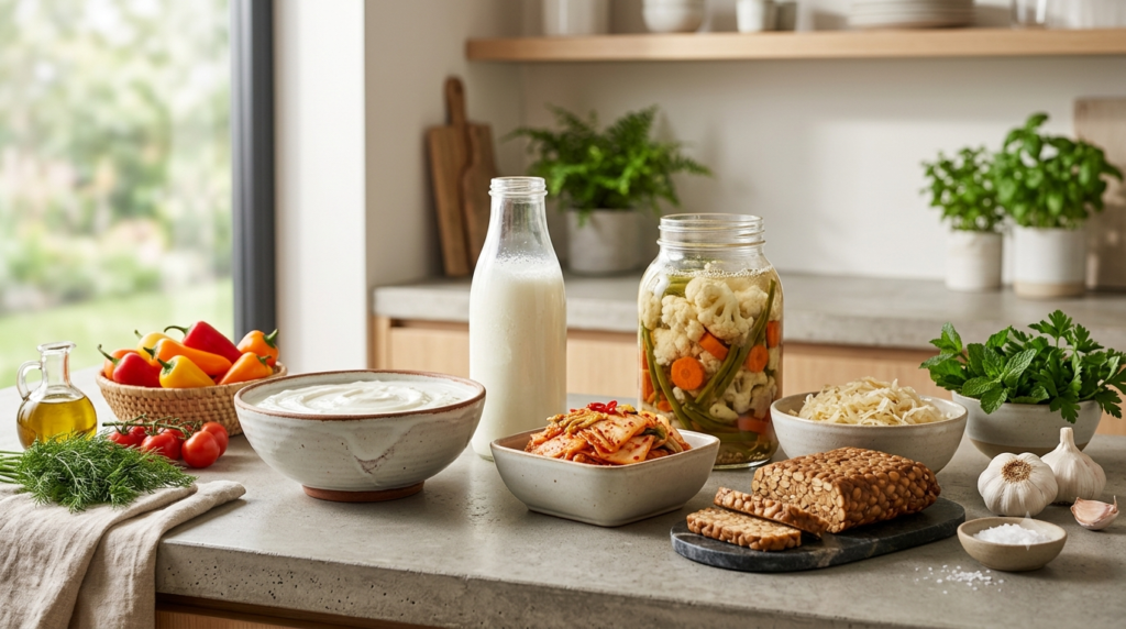 Fiber-Rich Whole Foods for Gut Health Fermented foods such as yogurt, kefir, kimchi and sauerkraut