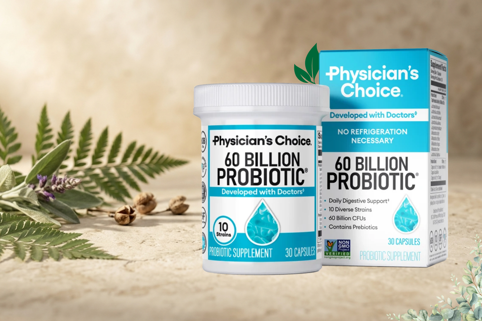 Physician’s Choice 60 Billion Probiotic supplement bottle and box