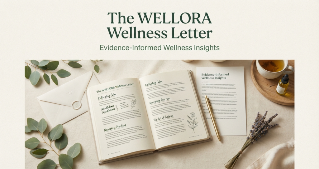 The WELLORA Wellness Letter newsletter graphic representing evidence-informed wellness insights and practical health guidance.